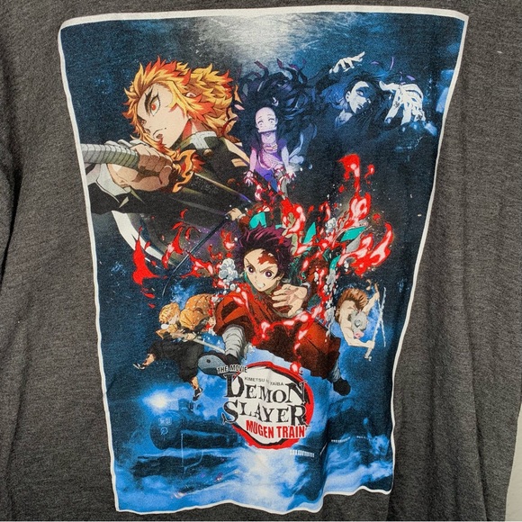 Demon Slayer Mugen Train The Movie Anime Animated Gray Adult T-shirt Large - Picture 2 of 4